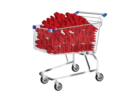 shopping cart and SALE Symbol inside vector imagesのイラスト素材