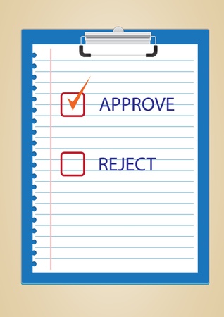 clipboard with approve and reject paper inside vector imagesのイラスト素材