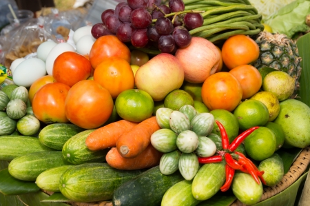 fruits and vegetables in Thai local market, Chiangmai, Thailandの写真素材