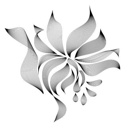 flower silhouette, icon, linear art, common flower on white background, vector illustration, eps 10のイラスト素材