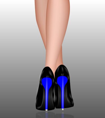 female legs in high heels, blue heelsのイラスト素材