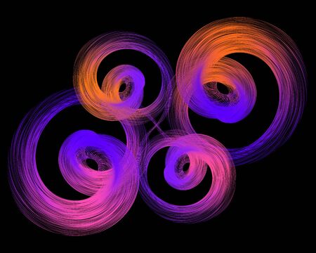 Colored swirling brush strokes on a black background, abstraction, background, vector illustration