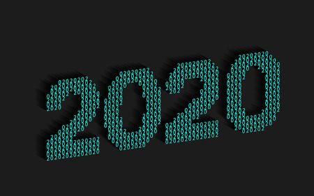 2020 of numbers, 3D volumetric image, realistic vector illustration.