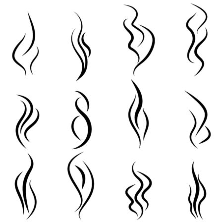 Smell symbols. Steam, cooking, aroma, smoke, vector icons.のイラスト素材
