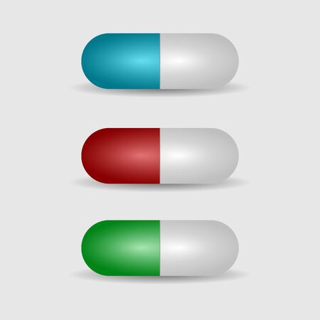 Tablets. Medical capsules. Pharmacy painkillers medicine, vitamins.のイラスト素材