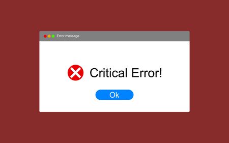 Error message computer window alert popup. System error vector icon failure pc interface.