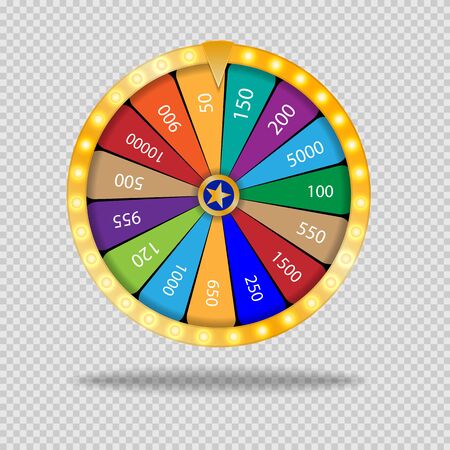 Wheel Of Fortune lottery luck illustration. Casino game of chance. Win fortune roulette. Gamble chance leisureのイラスト素材