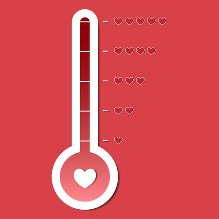 Love thermometer. Valentines Day card element in simple flat style. Vector illustrationのイラスト素材