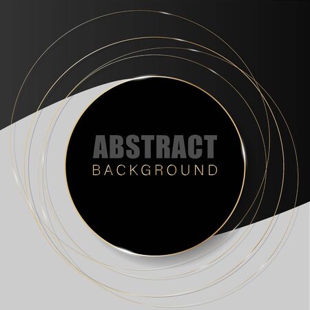 Round shiny gold frame on black and white backgroundのイラスト素材