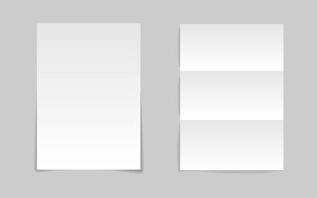 Two white sheets of paper with shadows isolated on gray backgroundのイラスト素材