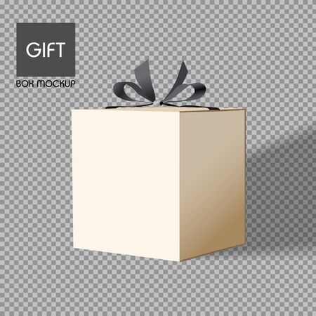 Gift box with a black bow. Isolated vector illustration on a transparent backgroundのイラスト素材
