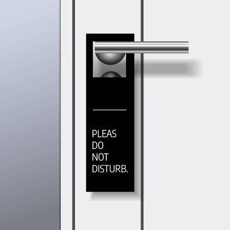 Do not disturb black paper on door handle eps10.のイラスト素材