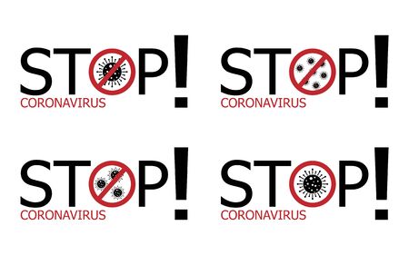 Coronavirus Covid-19 . Symbol of the fight against coronovirus. Stop virus sign. Coronovirus infection emblem flat vector illustration.のイラスト素材