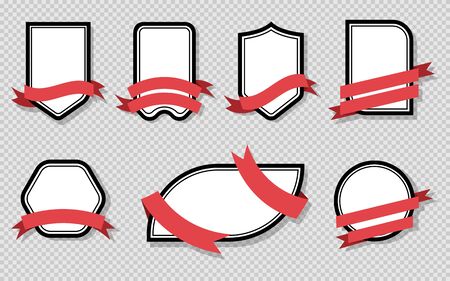 Set of curly frames with ribbons on a transparent background. EPS 10.のイラスト素材