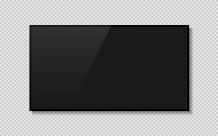 Realistic black television screen on a isolated baskgound. 3d blank TV led monitor. EPS 10のイラスト素材
