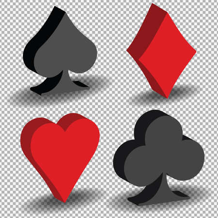 3d suits of playing cards. Isolated vector objects on a transparent background. EPS 10のイラスト素材