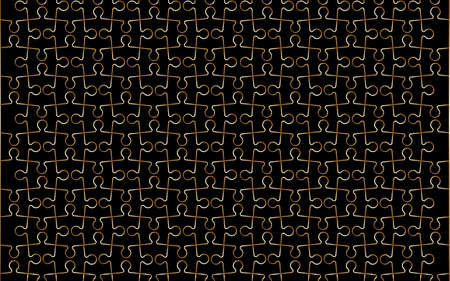 Black puzzle. Gold contour on a black background. EPS 10のイラスト素材
