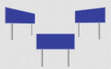 Blank road sign in blue on a transparent background, straight ahead and in perspective. EPS 10のイラスト素材
