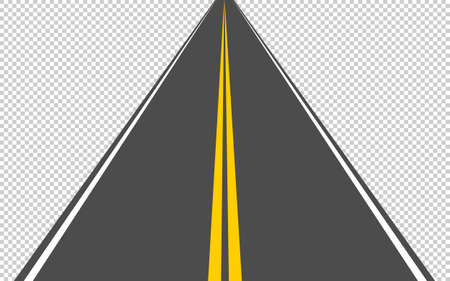 An asphalt road leading into the distance with a dividing strip on a transparent background. EPS 10のイラスト素材