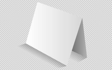 Tent Branding Card Template. White, clear, blank, isolated Tent Card mockup on white background with perspective view, 3D. EPS 10のイラスト素材