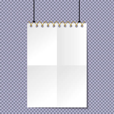 Blank white poster hanging on a transparent background. Vector. EPS 10のイラスト素材