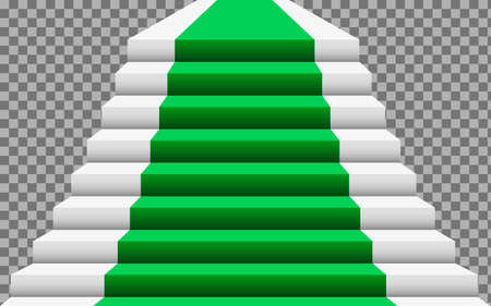 Realistic stone staircase with green carpet. Luxurious style. Vector illustration. EPS 10のイラスト素材