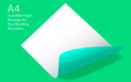 Vector A4 mockup isolated on green background. EPS 10のイラスト素材