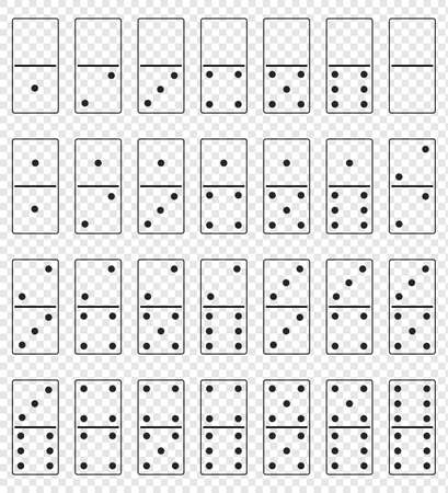 Realistic domino full set isolated on transparent background. Dominoes bones art design. Vector illustration EPS10のイラスト素材
