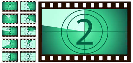 retro film countdown green on white background. Isolated vector objects.のイラスト素材