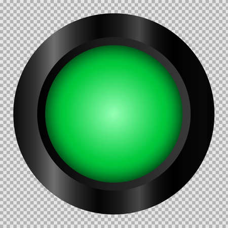 Green button in black frame on transparent background for web. Isolated vector object. EPS 10の写真素材