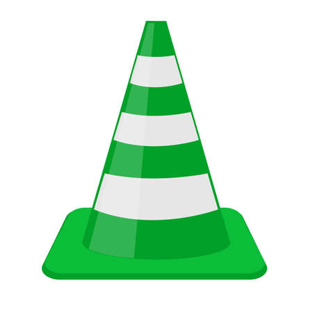 Traffic cone green and white on a transparent background.のイラスト素材