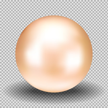 Realistic beige pearl. 3D ball on a transparent background. Isolated vector object.のイラスト素材