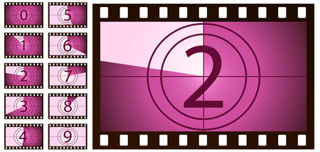 retro film countdown pink on white background. Isolated vector objects. EPS 10のイラスト素材