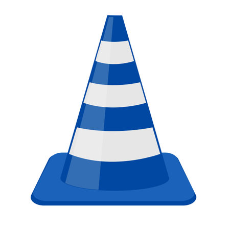 Traffic cone blue and white on a transparent background.のイラスト素材