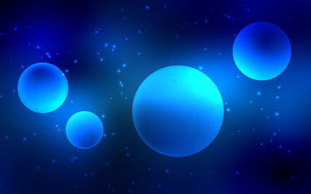 Abstract space background in blue with planets and stars. Vector illustration.のイラスト素材