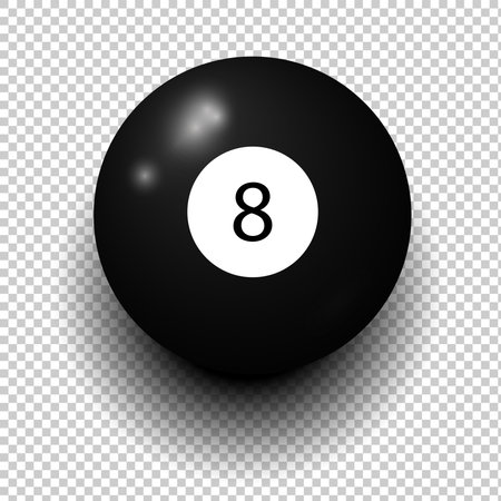 Stock vector of billiard ball number 8. Black color. Isolated wind object on transparent background.のイラスト素材
