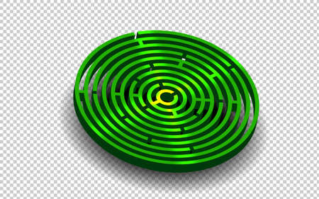 Maze vector, 3D labyrinth green on transparent background.のイラスト素材