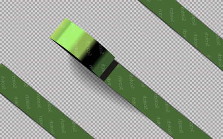 Realistic roll of green scotch on a transparent background. Isolated vector 3D object.のイラスト素材