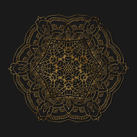 Gold Mandala. Ethnic decorative elements. Hand drawn background. Islam, Arabic, Indian, ottoman motifs.のイラスト素材