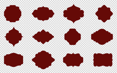 Set of ornate vector frames and ornaments with sample text. Perfect as invitation or announcement. All pieces are separate. Easy to change colors and edit.のイラスト素材