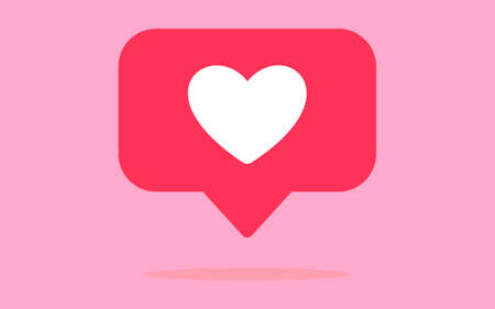 Red like button flat illustration on a pink background