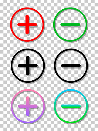 Plus, minus, add subtract flat vector color icon for apps and websites.のイラスト素材