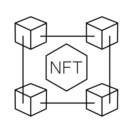 NFT non fungible token. Black and white. Blockchainのイラスト素材
