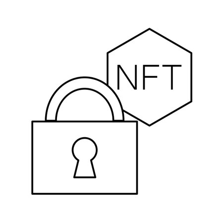 NFT blockchain technology line icon. linear style sign for mobile concept and web design. NFT lock outline vector icon. Symbol, illustration. Vector graphicsのイラスト素材