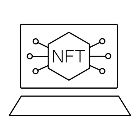 NFT art line icon. linear style sign for mobile concept and web design. Non fungible palette outline vector icon. Symbol,のイラスト素材