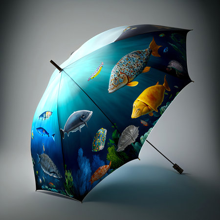 Umbrella on a light background. minimalist illustrationの写真素材