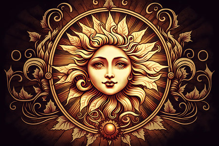 vintage sun. Sacred geometry, esoteric philosophies, religion, philosophy, spirituality occultism science magic tattoo artの素材