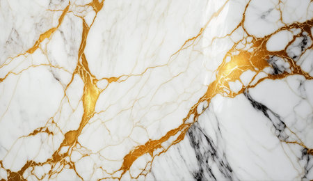 Texture of white marble with gold. Marble background.の素材