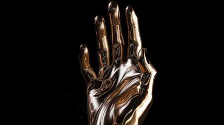 golden hand on black background. Illustrationの素材