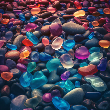 Collection of colored pebbles, feng shui, vastu, interior decor, plants planters decorの素材